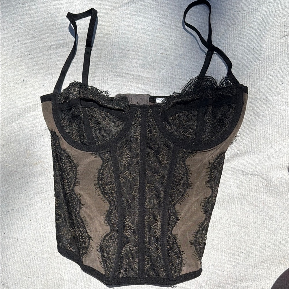 Urban Outfitters Black Lace Corset Top